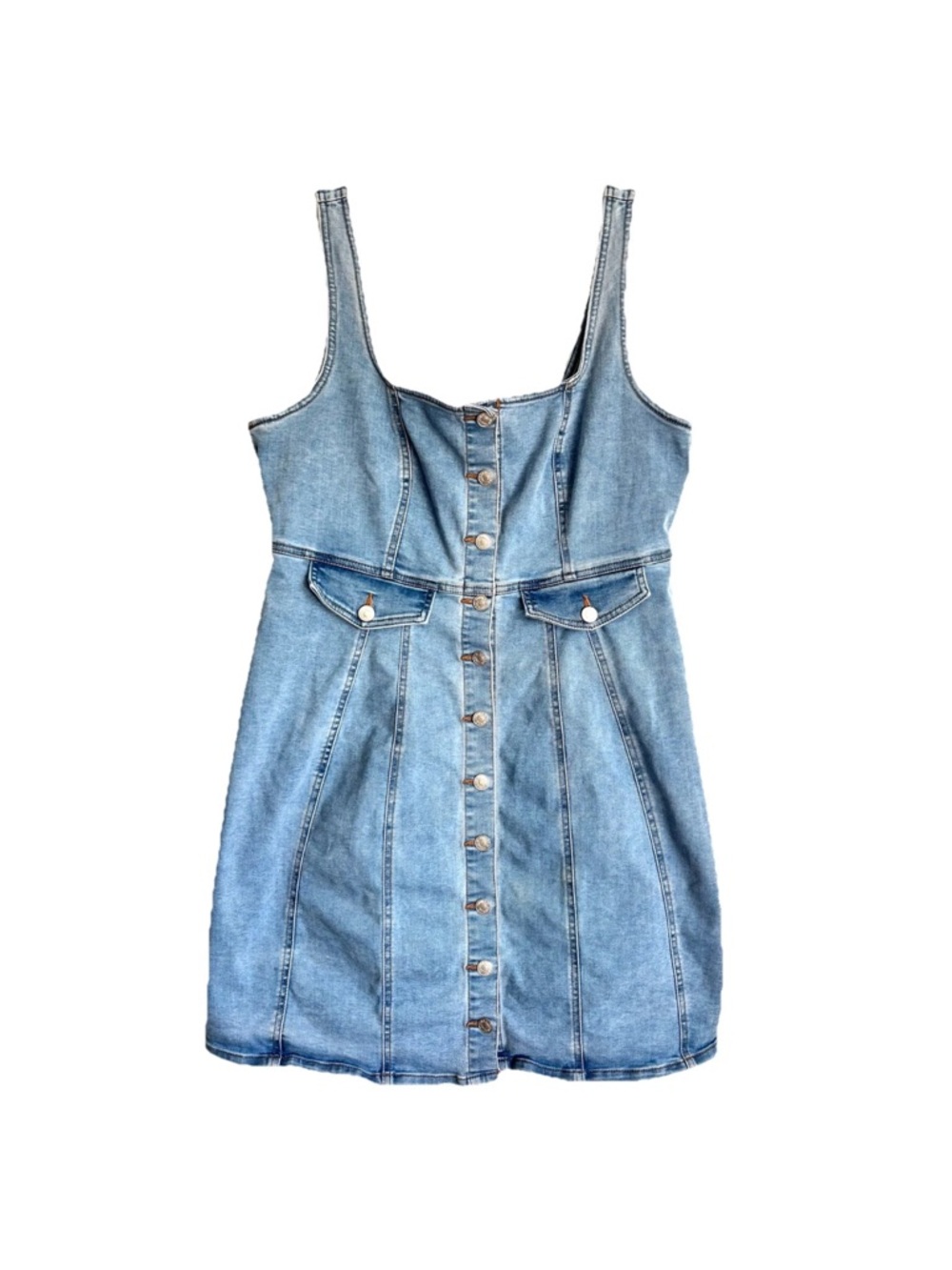 Forever 21 Sleeveless Denim Style Button Down Dress Women’s Size 0X
